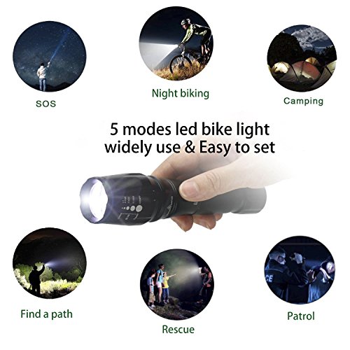 LED Fahrradlicht,Topoint wasserdicht 2500 Lumen Fahrradlampe Set,super helle USB led Taschenlampe ,Frontlicht(5 Modus) + Rücklicht(3 Modus) für Radfahren Camping Outdoor Sport Jagen wandern - 4