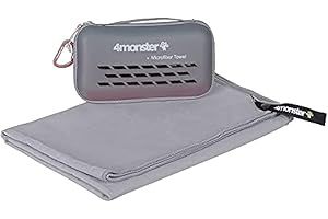 4Monster Microfibre Travel Towel - Quick Dry, Lightweight, Ultra Soft, Super Absorbent Compact Camping Towel for Sports, Gym, Beach, Camping, Yoga, Swimming, Hiking