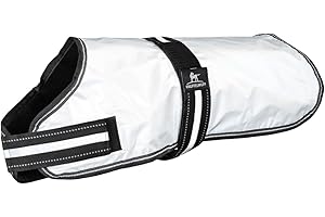Knuffelwuff Hundemantel komplett reflektierend 60cm - Warmer Mantel mit Klettverschluss für kleine, mittelgroße und große Hunde - Wasserabweisend, Windabweisend - Sicherheitsweste mit Geschirrloch