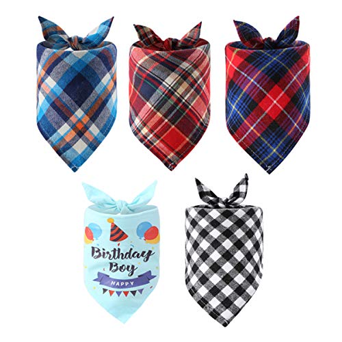 Unihubys - Pañuelo de cumpleaños para Perro, diseño de Bandana y Cuadros