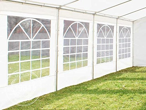 Hochwertiges Partyzelt 5×6 6×5 m Pavillon Zelt 240g/m² PE Plane Gartenzelt Festzelt Bierzelt ! Stahlkonstruktion ! Wasserdicht! Inkl. Seitenteile + Giebelteile ! weiß - 2