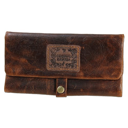 Original Kavatza Blague à tabac Ethnic Marron en Cuir Vieilli graduations décoratifs holzbrettchen Poussoir Tournevis en cuir P12