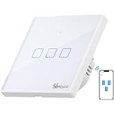 SONOFF T2EU3C Smart RF Wi-Fi Wireless Light Control Wall Switch, Type 86 Switch 3 Channel for Home Automation, Compatible wit