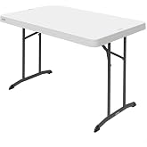 Lifetime 92211 White Folding Table, Table Top 48 x 76 cm, Height 74 cm, High Density Polyethylene, UV Protection, Waterproof,