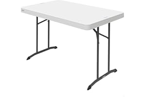AKTIVE Lifetime 92211 Mesa Plegable Blanca, Tablero 122x76 cm, Altura 74 cm, Polietileno Alta Densidad, Protección UV, Resistente al Agua, Patas Plegables metálicas, Uso Interior y Exterior