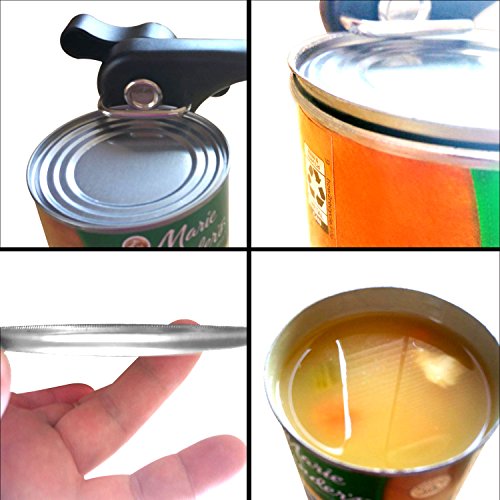 Philonext Dosenöffner, Good Grips Gerundete Ecke Dosenöffner, Restaurant Handbuch Dosenöffner Einmachglas, Edelstahl Ergonomische Anti Slip Dosenöffner, Schwarz  - 6