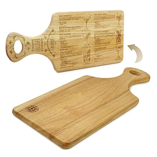 Preisvergleich Produktbild Ginsanity Famous Gin Cocktails Hevea Wood Paddle Garnish Cutting Board