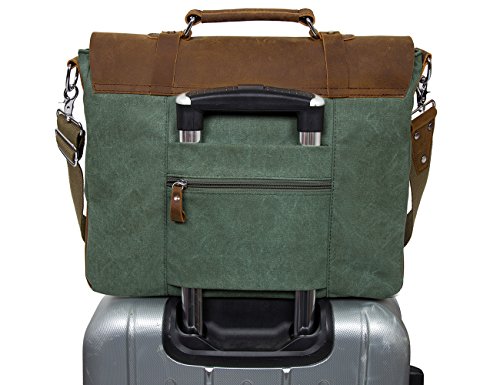 ECOSUSI Vintage Canvas Leder Aktentasche Umhängetasche Passt für max 14.7″ laptop - 2