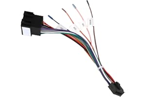 HUGWAIT Câble Adaptateur 16 Broches vers ISO, Adaptateur Harnais de Câblage Autoradio, Adaptateur Autoradio pour Prise 16 PIN Stéréo, Faisceau Câble Autoradio avec Lignes de Commande au Volant et Inverse