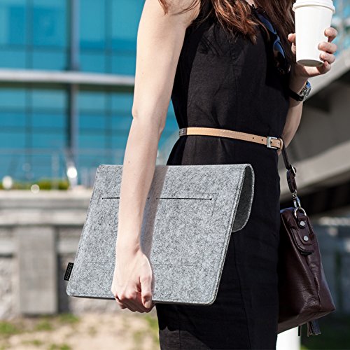 dodocool 13,3 Zoll Filz Sleeve Hülle Ultrabook Laptop Tasche für 13″ Macbook Air/ Pro Retina 12,9 Zoll iPad Pro, Grau - 9