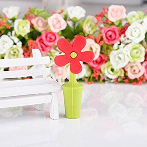 LUFA Flaschenverschluss Blumen-Silikon-Wein-Stopper - 3