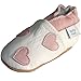 Soft Leather Baby girl Shoes with Suede Soles by Dotty Fish White and Pink Hearts design - 6-12 months