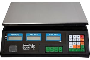 Balance de comptoir numérique - Avec écran LCD et câble de chargement - Capacité de charge de 40 kg