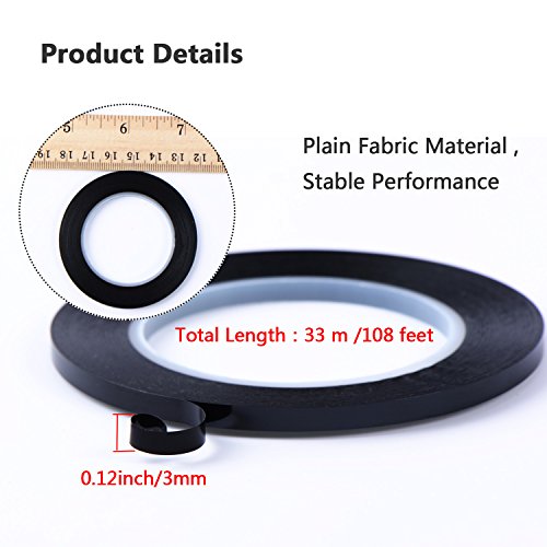 Outus 10 Packung 3 mm Breite Grafik Künstler Band Whiteboard Gridding Bänder Selbstklebend Raster Markierung Klebebänder Band, Schwarz - 2