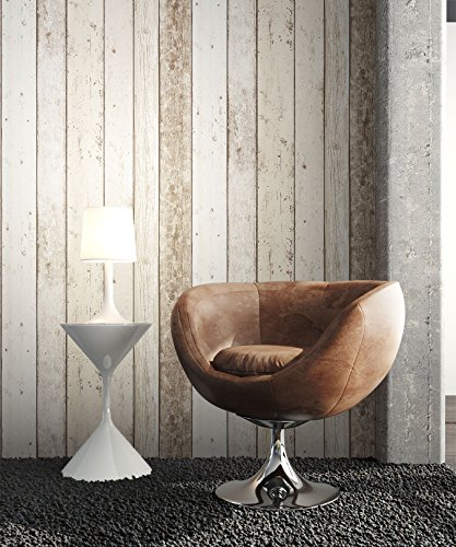 Holz MustertapeteVliestapete Braun Beige Edel , schöne edle Tapete im Holzwand Design , moderne 3D Optik für Wohnzimmer, Schlafzimmer oder Küche inkl. Newroom Tapezier Ratgeber mit super Tipps! - 2