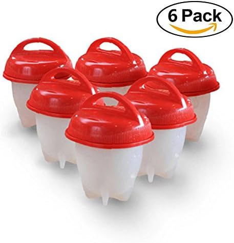 6 Pcs Egg Cooking Molds Hard Boiled Eggs without Shell, Hard &amp; Soft Maker, Non Stick Silicone