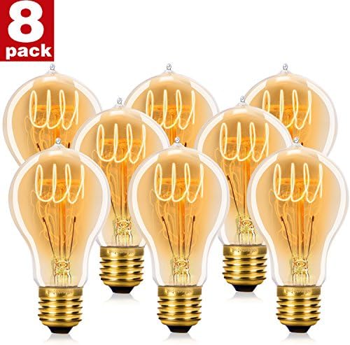 WEDNA Edison Retro Light Bulb Vintage A19 Lamp 220v 40W Globe Style Glass Classic Filament Light Bulb Warm White 2700K Home Light Lamp Fixtures Nostalgic Decorative - 8 Pack