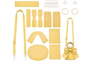 WADORN Kit de Fabrication de Sacs Seau en Cuir PU DIY, Sac à Bandoulière avec Nœud Papillon, Matériaux de Fabrication, Fourre-Tout Fait à la Main, Kit de Couture, Sac à Bandoulière, 14x14x7 cm, Jaune