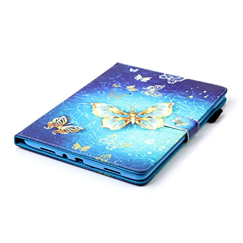 Für Samsung Galaxy Tab A 9.7 Zoll SM-T550 Leder Tasche Hülle,Für Samsung Galaxy Tab A 9.7 Zoll SM-T550 Leichter Wallet Kickstand Hülle,Herzzer Mode Hübsch [Luxus Schmetterling Gedruckt] Shockproof Kratzfest PU leder Mappen Geldbeutel Folio Abdeckung mit Karte Bargeld Schlitz Weiche TPU Innere Kasten Hülle Case für Samsung Galaxy Tab A 9.7 Zoll SM-T550 + 1 x Frei Blau Handy Halterung Ständer + 1 x Frei Blau Stift Stylus - 5