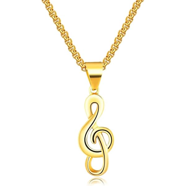 Collana Con Chiave Di Violino E Nota Musicale | Gioiello In Tonalità Dorata Per Musicisti | Regalo Per Lei In Sacchetto Organza