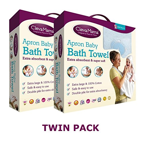 Clevamama Splash & Wrap Baby Bath Towel BLUE TWIN PACK