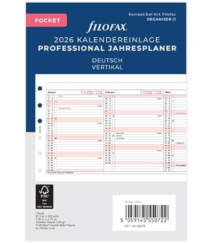 Filofax Kalender Pocket Prof.1 Woche Auf 2 Seiten (deutsch)2026 - View #2