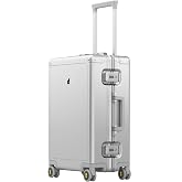 LEVEL8 Cabin Suitcase Aluminium TSA 4 Wheels Silent 55 cm,36L,Silver | Aluminium,Double TSA Lock,4 Wheels Silent,Rigid