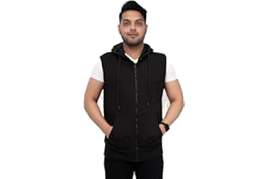 NOROZE Men's Sleeveless Sweatshirt Hoodie Casual Zip-Up Sweatshirt Drawstring Tank Top S-4XL