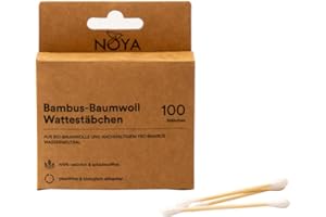 ‎NOYA Noya Wattestäbchen aus Bio-Baumwolle und FSC zertifiziertem Bambus, 100 Stk., plastikfrei und biologisch abbaubar