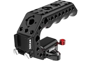 Nitze Top Handle NATO, Mango Superior Universal Mini Top Handle con Abrazadera QR NATO para Cage de Cámara, riel NATO y Adaptador de Cold Shoe para DSLR Cámara Cage (Lil Stinger Handle) - PA28M-AK