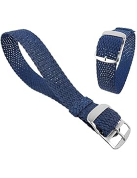 Minott Ersatzband Uhrenarmband Perlon Band Durchzugsband Textilband 28691, Farbe:schwarz, Stegbreite:20mm, Schließe...