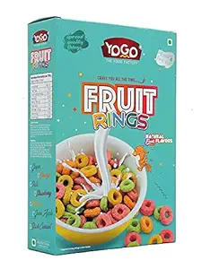 YOGO Mix Fruit Rings Breakfast Cereal/High Fiber and Multigrain/Made with Oats,Rice,Corn,Frooty Loop Cereal for Children Breakfast Snacks(250gm)