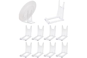 SHSMPXOY 8 Piezas Soportes para Placas de Acrílico, Soportes para Platos Decorativos Transparentes, Ajustable para Platos/Cuadros/Marcos de Fotos/Móviles/Tablets