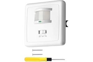 Acmerota PIR Motion Sensor Light Switch, Wall Mounted Plate Wall Flush Mounted, Infrared Motion Sensor with Time Delay & LUX Setting Adjustable 10m/＞140°