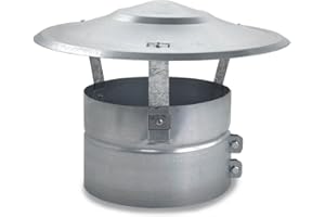 CAEXVEN Sombrerete Chimenea 250mm Antilluvia Galvanizado - Sombrero Fijo para Tubos y Conductos - Caperuza Antipajaros Estufa Leña - Serie Lisa y Helicoidal