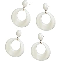 Parure Vintage Années 70 - Bracelet, Collier, Boucles D'Oreilles Plastique Blanc Et Vert