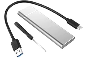 DIYBITS M.2 SATA & NVME SSD Enclosure USB 3.2 M2 Converter Adapter Caddy 10Gbps Aluminium for M.2 B&M-Key/M-Key 2230/2242/2260/2280 SSDs (Supports Only SATA SSD, Silver)