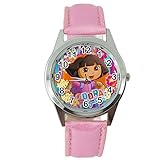 taport® DORA THE EXPLORER Quarzuhr pink Leder Band + Gratis Ersatz Batterie + Gratis Geschenkverpackung