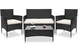 MaxxGarden Salon de Jardin - Mobilier de Jardin resine tressee – Salon Exterieur pour la terrasse – Ensemble Salon en rotin pour 4 Personnes - 2 Fauteuils, 1 Canapé et 1 Table Basse