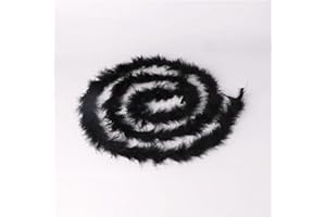 Hrlace 200cm Marabu Federboa 10g Flauschige Marabu Boa zum Basteln Natürliche Truthah Feder Boa Tlauschige Feder Girlande Weihnachtsgirlande DIY Kostüm Tanzen Hochzeit Cosplay Partydeko Schwarz