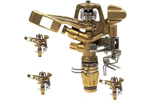 Suinga Pack 4 x ASPERSOR agricola Laton Ajustable de 0 a 360º. Alcance 12-19 MTS. Rosca Macho 3/4". Caudal 800 a 3270 l/h Duradero