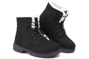 ZIITOP Snow Boots Womens Winter Walking Boots Cotton Warm Fur Lined Snow Shoes Ankle Booties Mid Calf Lace Up Suede Casual Non-Slip Lightweight Outdoor Ladies Booties