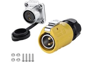 CNLINKO LP-20 Industrial Waterproof Circular Connector IP68 Quick Plugging Aviation Connector Anti-Interference Shell Fast Release M20 2-12 Pin Flange Socket (2 PIN)