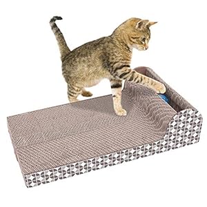 GEZICHTA – Almohadillas para rascador de Gatos, Juguete para Gatos, Plato Grande, Horizontal, Corrugado, sofá, Cama, Almohadilla, salón, cartón, Juguete Interactivo, para Gatos, espray y Descanso