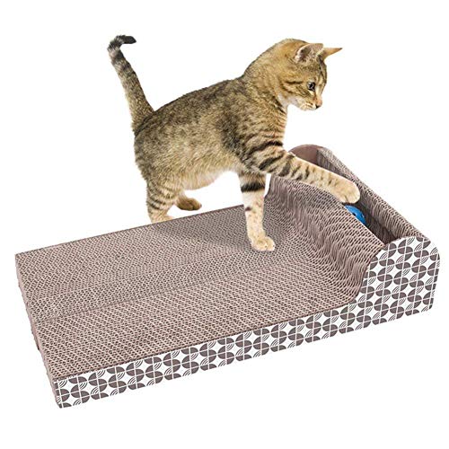 GEZICHTA - Almohadillas para rascador de Gatos, Juguete para Gatos, Plato Grande, Horizontal, Corrugado, sofá, Cama, Almohadilla, salón, cartón, Juguete Interactivo, para Gatos, espray y Descanso