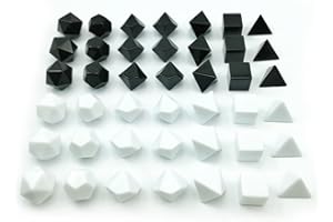 BESCON DICE Bescon Blank Polyhedral RPG Dice Set 42pcs Artist Set, Solid Black and White Colors in Complete Set of 7, 3 Sets for Each Color, DIY Dice