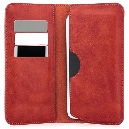 Saxonia Edle Tasche Etui Portemonnaie Premium HÃ¼lle Universal fÃ¼r Smartphones von 4 bis 5.5 Zoll wie Apple iPhone X 6 6S 7 8 (+ Plus) / Samsung Galaxy S8 (Plus), S5 (Neo) S6 / S7 (+Edge) J5 A5 (2016) Sony Xperia / Huawei / Motorola Moto G / HTC / LG und viele mehr, Rot