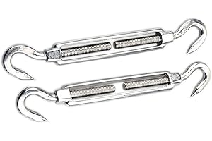 HONGCI 2 tenditori M8 per tenditore a filo, in acciaio inox 304, set di tensione per cavi resistenti per tende da sole e kit di fissaggio a vela