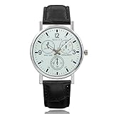Herren Uhren, HUIHUI Sport Wasserdicht Casual Analoge Quarz Uhr aus Edelstahl - Militär Vintage Armbanduhr für Damen und Herren mit Lederarmband (One Size, B)