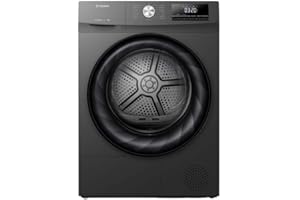 Teknix TKHP9HS 60cm Freestanding 9kg Heatpump Front Load Tumble Dryer - AI Sensor Dry - Allergy Care - Drying Rack - Titanium - A++ Rated